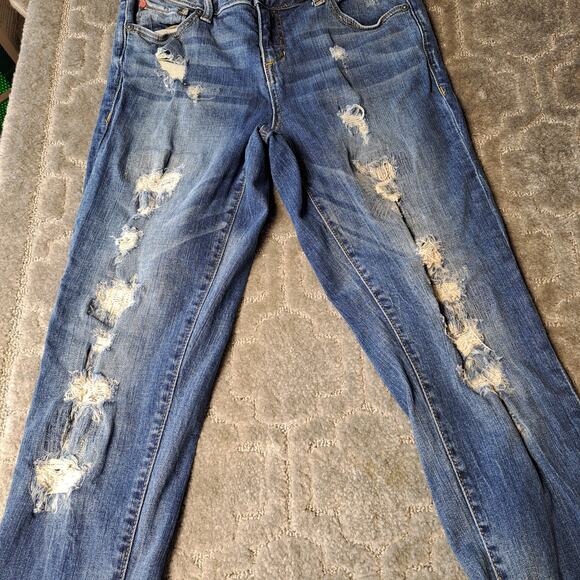 SLINK JEANS CURVY SUPER DISTRESSED WOMENS SIZE 4 STRETCH 27x27 CASUAL ANKLE - Picture 3 of 10